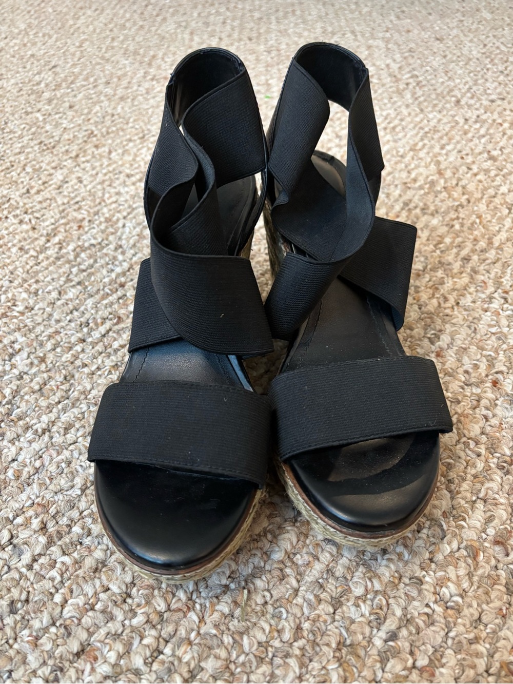 Arturo Chiang Black Platform Wedge Sandals Size 9